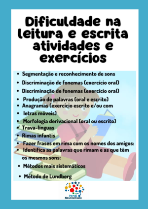 Dificuldade na leitura e escrita atividades e exercícios