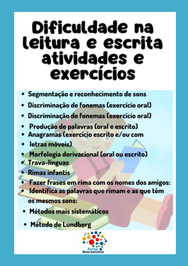 Dificuldade na leitura e escrita atividades e exercícios