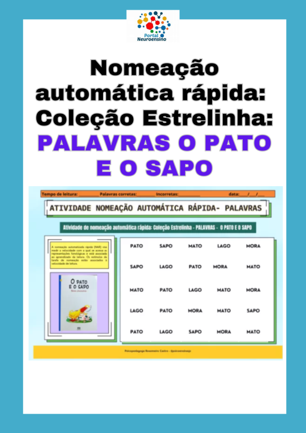 Nomeação automática rápida: Coleção Estrelinha:  PALAVRAS - O PATO E O SAPO