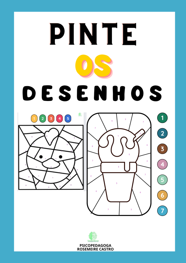 Pinte os desenhos de acordo com a cor