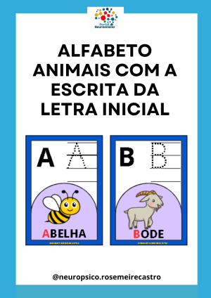 ALFABETO ANIMAIS COM A ESCRITA DA LETRA INICIAL
