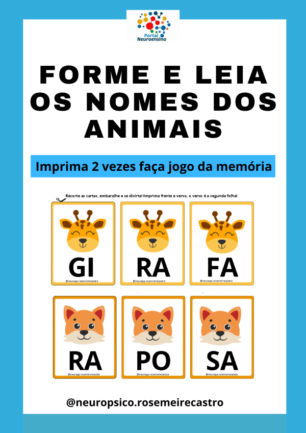 Forme os nomes dos animais, leitura  silábica