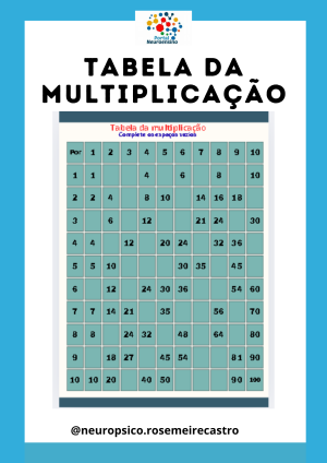 Tabuada de pitágoras para completar
